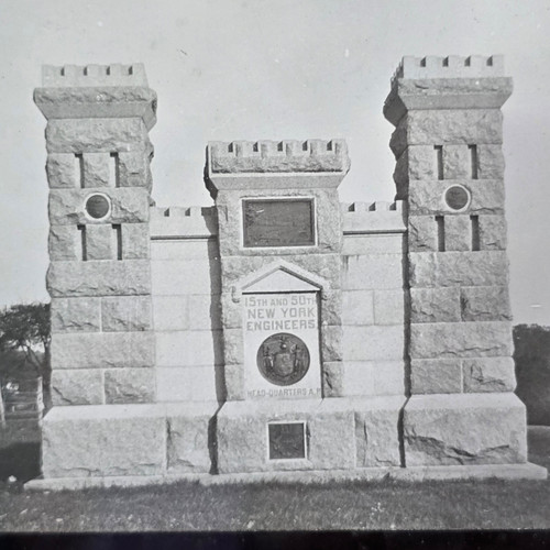 15th & 50th New York Engineers Monument Gettysburg Civil War Magic lantern Slide