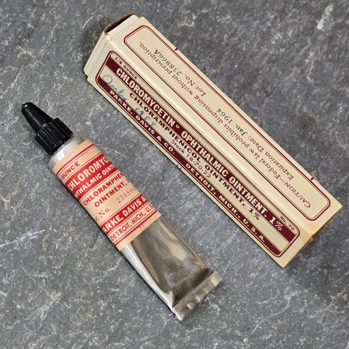Parke, Davis & Co. NOS 1/8 oz. Chloromycetin Ophthalmic Ointment Eye Cream & Box