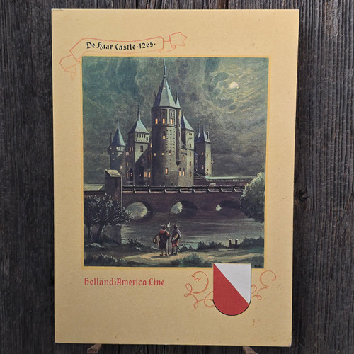 1955 Vintage Holland-America Line Cruise Liner Ship Menu De Haar Castle Cover