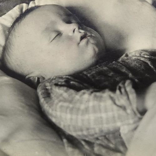 Antique Identified Post-Mortem Baby RPPC Real Photo Postcard Tinted Cheeks