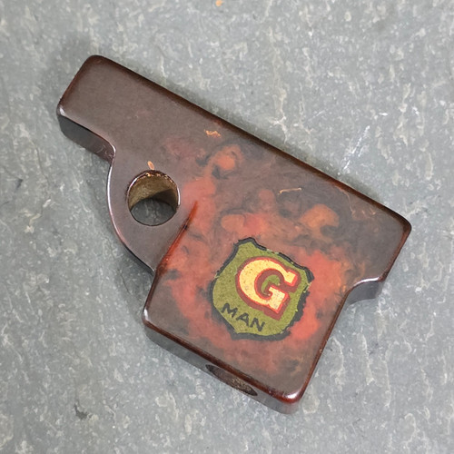 G Man Antique Swirled Multi-Color Bakelite Pistol Gun Shaped Pencil Sharpener