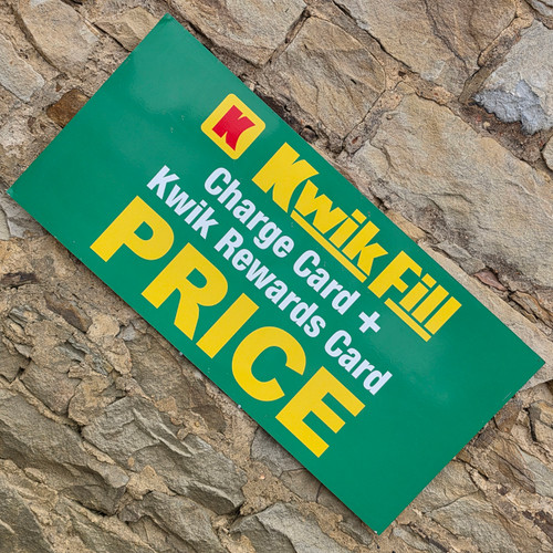 Kwik Fill Vintage Large Metal Gas Station Pump Price Charge Advertising Sign