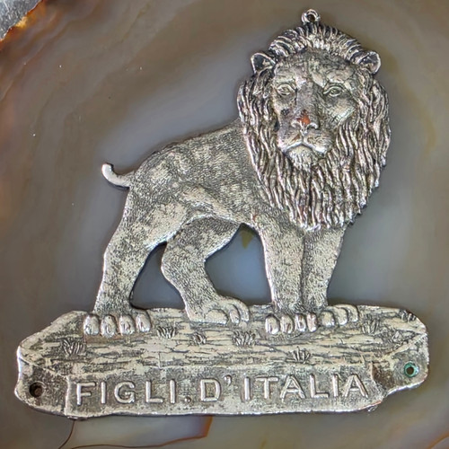 Antique Figli D'Italia Sons and Daughters of Italy Nickel Plated Lion Emblem