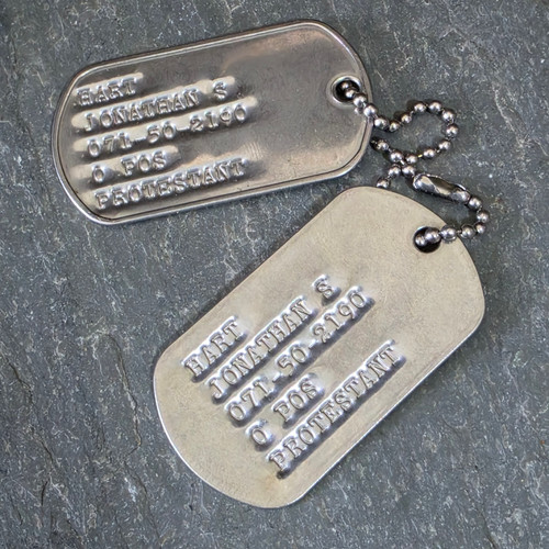 Pair of Matching US Military Dogtags Jonathan S. Hart Dog Tag Set