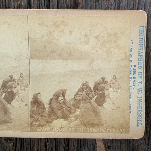 Douglas Island, Alaska Indians Trading Native American Stereoview Indian Photo