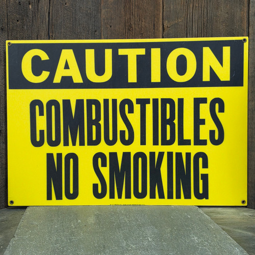 Caution Combustibles No Smoking Fiber Vintage Brady Factory Safety Warning Sign