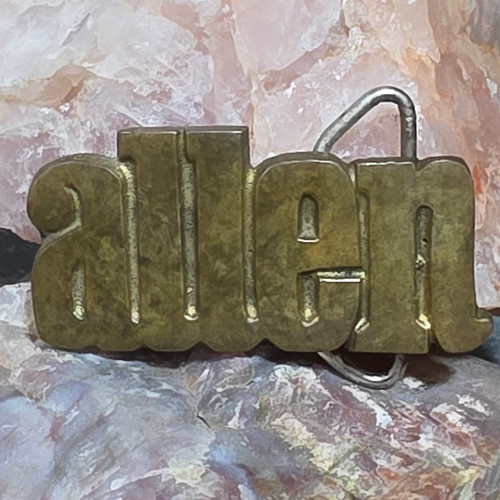 Vintage Solid Brass Figural "ALLEN" Name Word Letters Personalized Belt Buckle