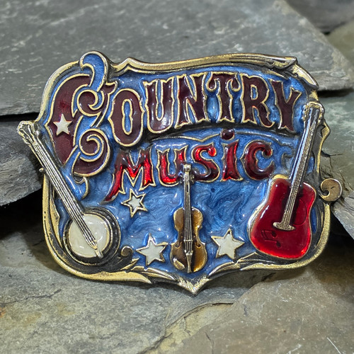 1982 Vintage Country Music Enameled Instruments Belt Buckle Great American