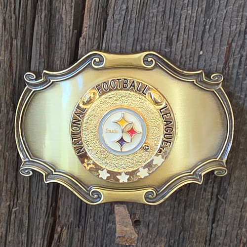 1978 Vintage Raintree Gold Tone & Enameled NFL Pittsburgh Steelers Belt Buckle