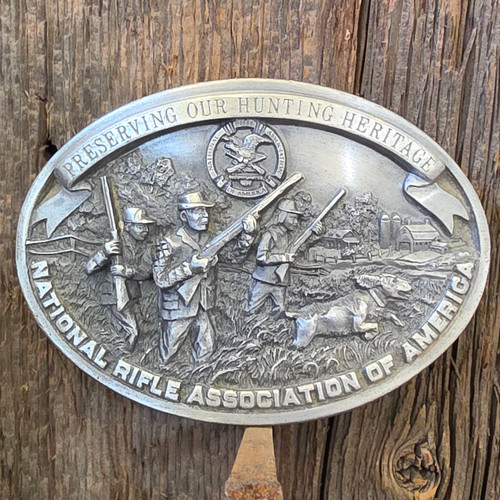 1992 Vintage NRA Fifth Edition Annual Collector Series Belt Buckle Hunting Scene