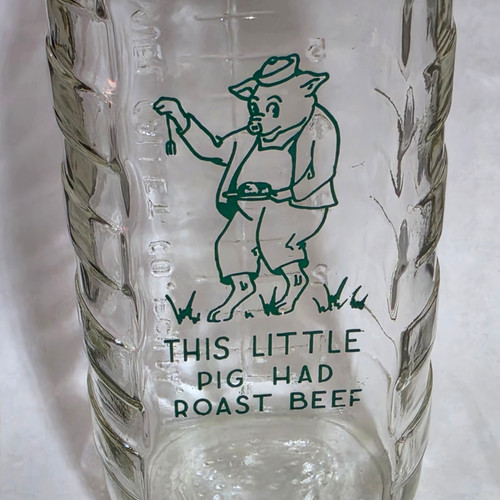 Samuel Callet Mid-Century Vintage Glass Little Pig Roast Beef Baby Bottle