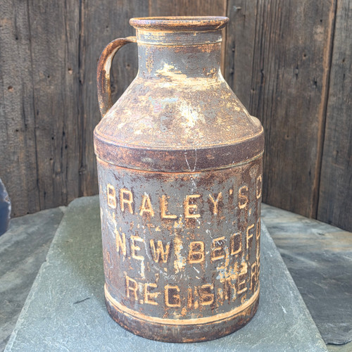 Vintage Braley's Creamery Metal 2 Gallon Milk Can Jug New Bedford, Massachusetts