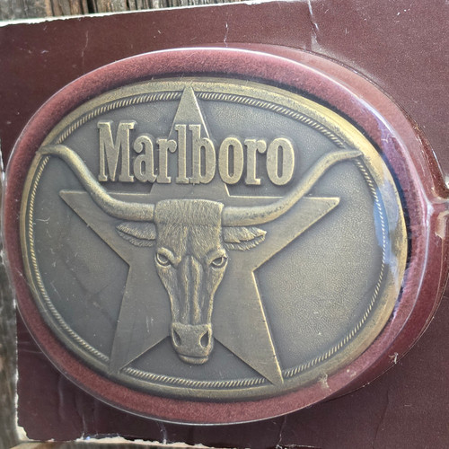 1987 Vintage NOS Marlboro Country Cigarette Advertising Belt Buckle Steer Bull