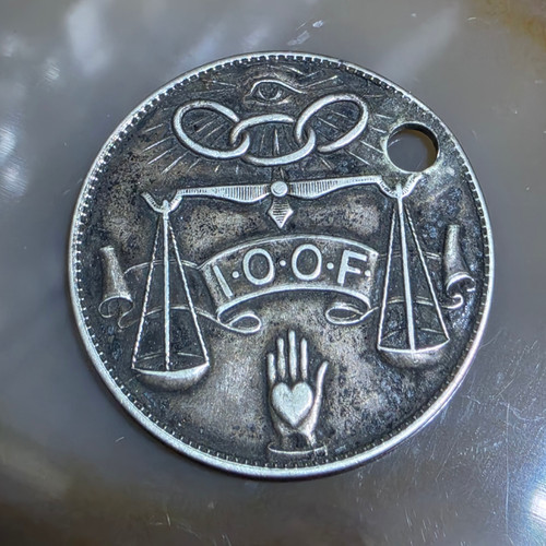 Antique IOOF Odd Fellows Token Meadville PA Pioneer Home Cornerstone Medal Fob