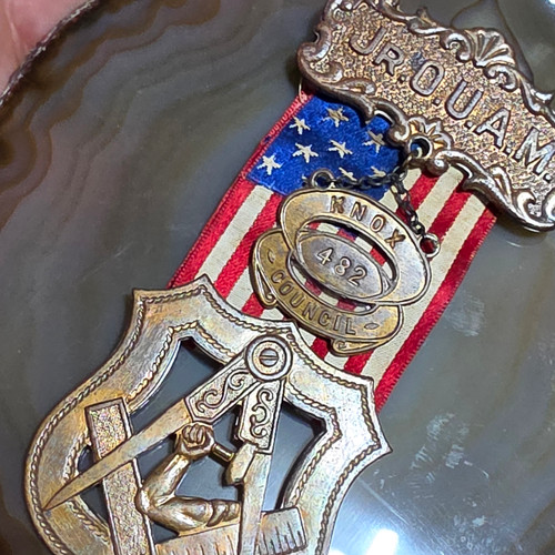 Antique Jr OUAM Knox PA Council 482 Fraternal Ribbon Badge Medal