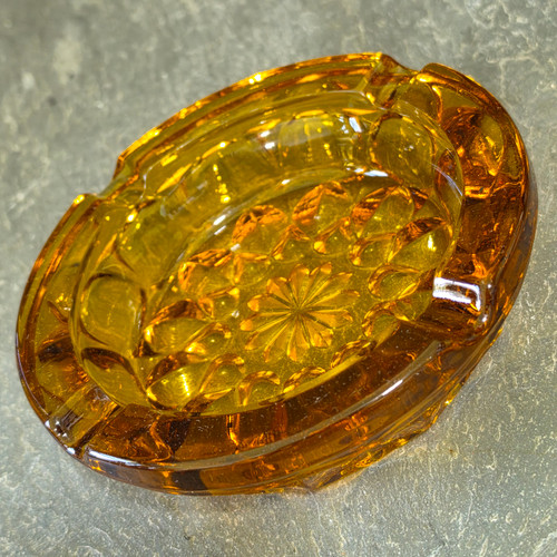 Vintage Mid-Century Anchor Hocking Fairfield Amber Glass Ashtray MCM Thick Cigar
