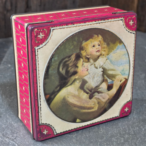 Vintage Thorne's Confectionery Hinged Tin Leeds England Mother & Child Litho