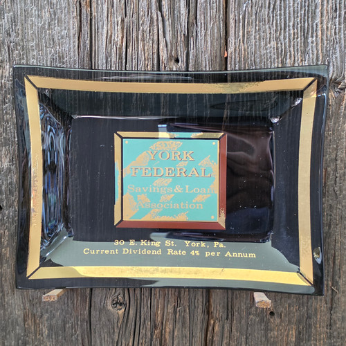 York Federal Savings & Loan Association Bank Advertising Smoke Glass Tray PA
