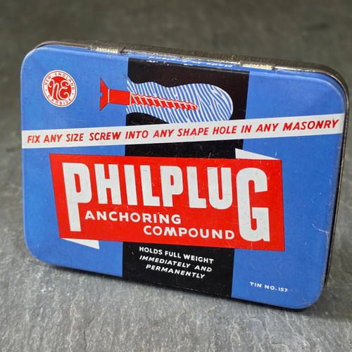 Vintage NOS New England Carbide Philplug Anchoring Compound Advertising Tin Box