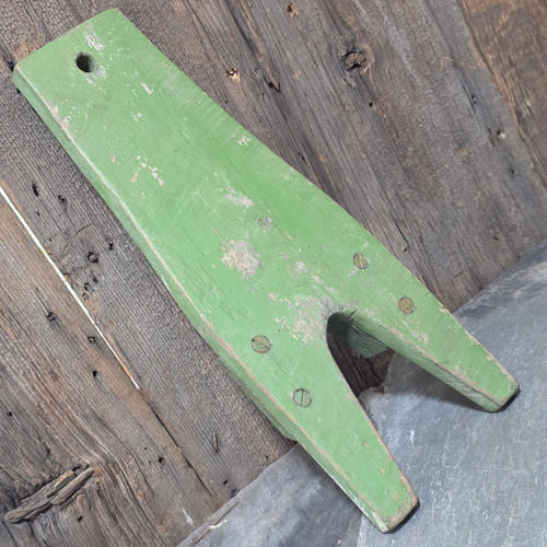 Antique Green Paint Wooden Boot Jack Primitive Rustic Farmhouse Tool Bootjack