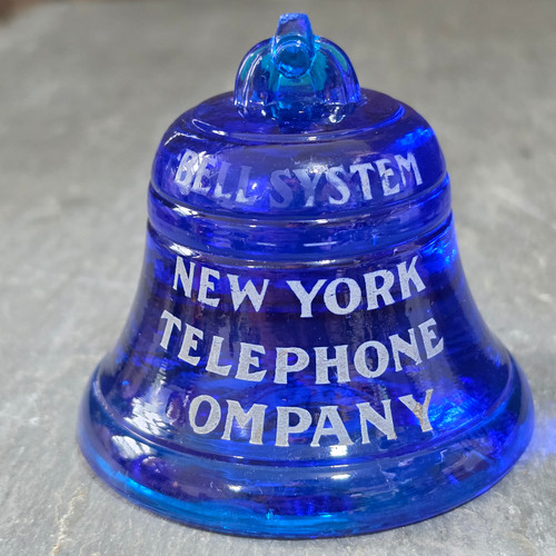 Vintage Cobalt Blue Glass Bell System New York Telephone Insulator Paperweight