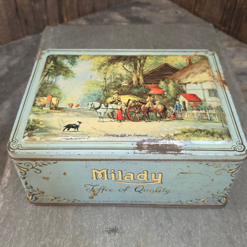 Vintage Milady Toffee Tin Country Life England Walter Hartley Blackpool English
