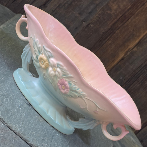 Vintage Hull Art Pottery Wildflower 70-12 Console Bowl Boat Planter Pink Blue