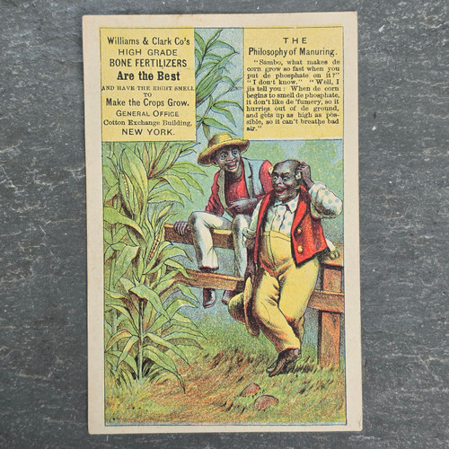 Williams & Clark Bone Fertilizers Antique Victorian Trade Card Black Men Fence