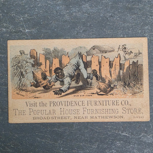 Providence Furniture Co. RI Antique Victorian Trade Card Black Americana Chicken