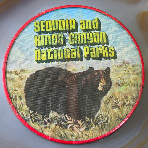 Vintage Sequoia & Kings Canyon National Parks Lenticular Pinback Button Souvenir