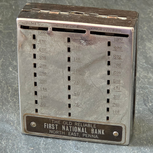 Vintage Bankers Utilities 3 Coin Registering Bank First National North East PA