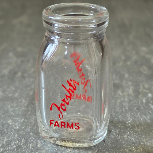 Vintage Forsht's Farms Mini Milk Bottle Individual Creamer PA Dairy Pyro ACL Red