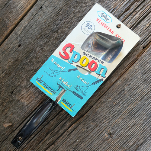 NOS Vintage Foley Stainless Steel Scraper Spoon Ladle Original Card Mid-Century