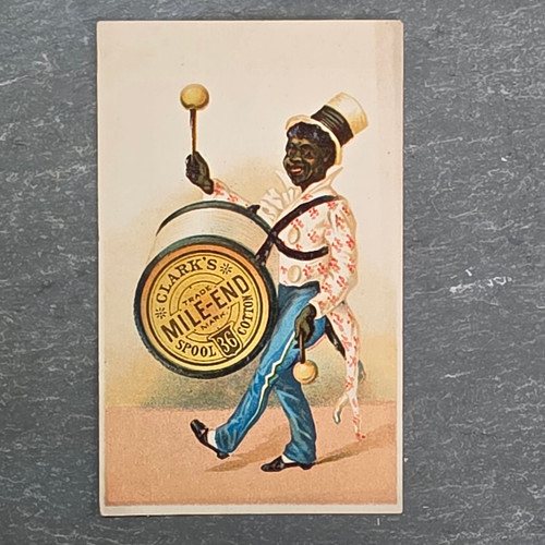 Victorian Trade Card Clarks Mile-End Spool Cotton Marching Band Drum Donaldson NY