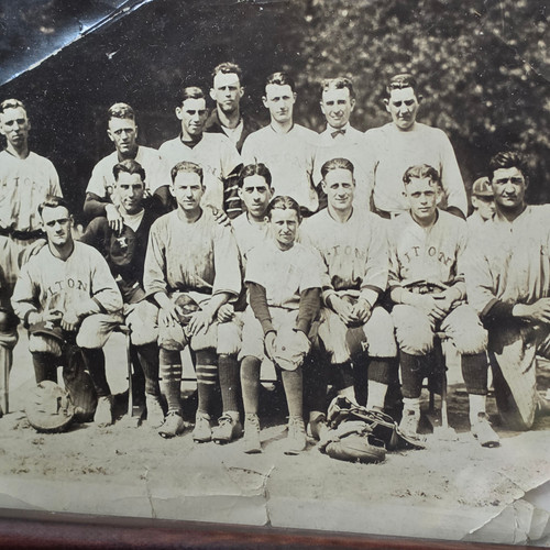 Antique 1920s Milton Baseball Team Photo Framed Early Flannel Uniforms Mitts PA