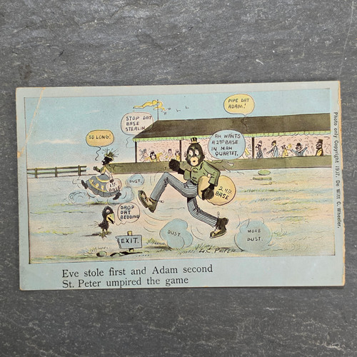Antique 1907 Baseball Comic Postcard Black Americana Eve Stole First LC Phifer Germany