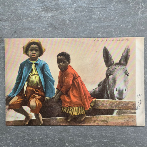 Antique Black Americana Postcard One Jack Two Black Donkey Undivided Back IPC