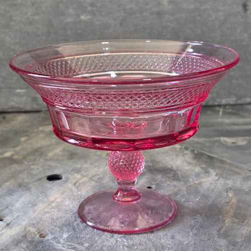 Vintage Pink Depression Glass Footed Compote Flared Pedestal Bowl Candy Dish