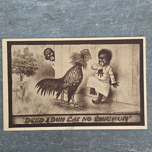Vintage 1906 Ullman Sepia Gravure Black Americana Postcard Rooster 1910 Eat No Chicken