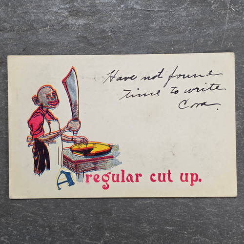 Antique 1906 Undivided Back Postcard A Regular Cut Up Comic Black Americana Ephemera Cutting Pie Machete