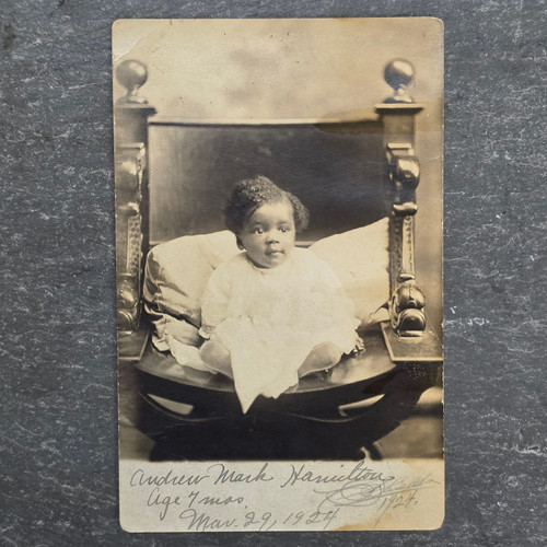 1924 RPPC African American Baby ID'd Andrew Mark Hamilton Studio Photo Postcard