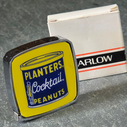 Vintage Planters Cocktail Peanuts Mr Peanut Barlow Pocket Tape Measure In Box
