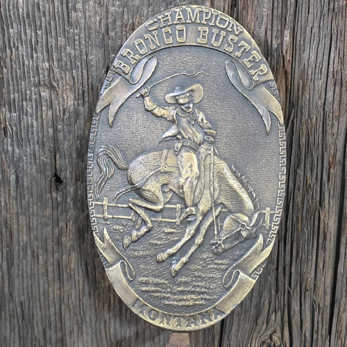 Vintage Bergamot Montana Champion Bronco Buster Rodeo Cowboy Belt Buckle Western