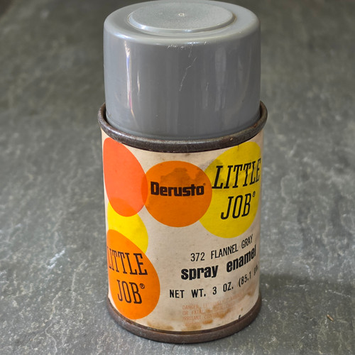Vintage Derusto Little Job Spray Paint Can 372 Flannel Gray DAP Inc Mini Aerosol