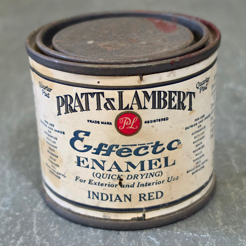 Vintage Pratt & Lambert Effecto Enamel Paint Can Indian Red NOS Advertising