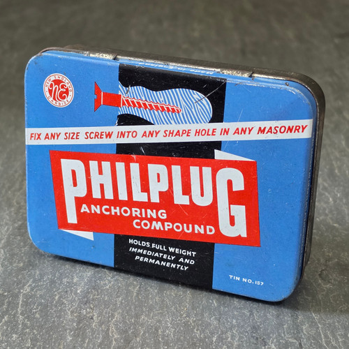 NOS New England Carbide Philplug Wall Screw Anchoring Compound Vintage Tin Box