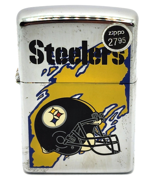 1997 Vintage Unfired Zippo Cigarette Lighter Pittsburgh Steelers NFL & Tin Box