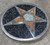 Vintage Chrome Star Pentagram Belt Buckle with Metallic Enamel Inlay