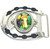 Vintage Horseshoe Shaped Western Rodeo Belt Buckle w/ Enameling and Horse Print