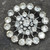 Mid-Century Vintage Rhinestone Ring Flower Starburst Brooch Silver Tone Pin MCM